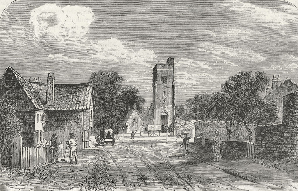 HESTON. View of Heston, London 1888 old antique vintage print picture